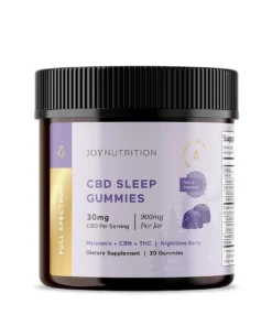 Joy Organics, CBD Sleep Gummies + CBN + THC, Nighttime Berry, Full Spectrum, 30ct, 30mg THC + 90mg CBN + 900mg CBD