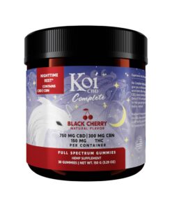 Koi CBD, Complete Full Spectrum CBD Gummies – Nighttime Rest, Black Cherry, 30ct, 300mg CBN + 150mg THC + 750mg CBD
