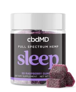 cbdMD, Sleep CBD Gummies, Raspberry, Full Spectrum, 30ct, 90mg THC + 600mg CBN + 1500mg CBD