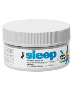 five, Knockout Sleep CBD+THC Melatonin Gummies, Blackberry, Full Spectrum, 20ct, 100mg THC + 1000mg CBD